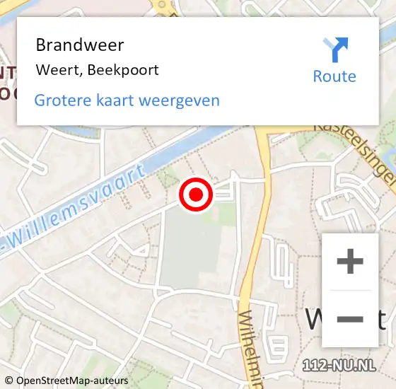 Locatie op kaart van de 112 melding: Brandweer Weert, Beekpoort op 1 oktober 2019 10:28