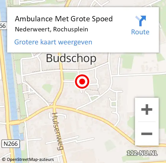 Locatie op kaart van de 112 melding: Ambulance Met Grote Spoed Naar Nederweert, Rochusplein op 1 oktober 2019 11:59