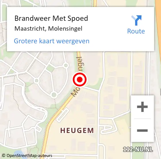 Locatie op kaart van de 112 melding: Brandweer Met Spoed Naar Maastricht, Molensingel op 1 oktober 2019 12:03