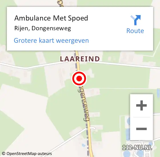 Locatie op kaart van de 112 melding: Ambulance Met Spoed Naar Rijen, Dongenseweg op 1 oktober 2019 12:14