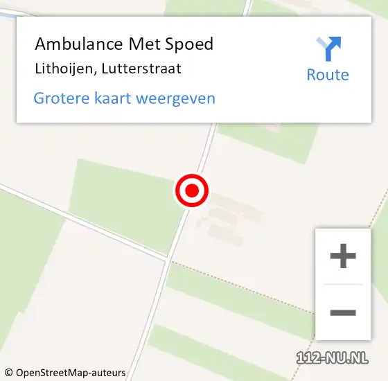 Locatie op kaart van de 112 melding: Ambulance Met Spoed Naar Lithoijen, Lutterstraat op 1 oktober 2019 12:44