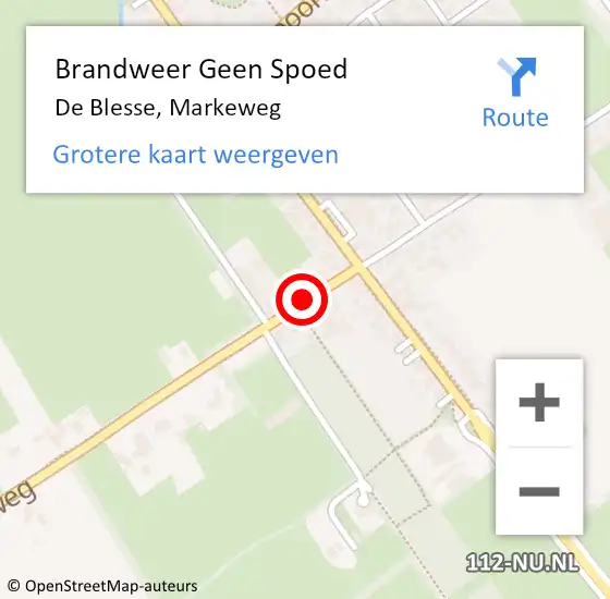 Locatie op kaart van de 112 melding: Brandweer Geen Spoed Naar De Blesse, Markeweg op 1 oktober 2019 13:29