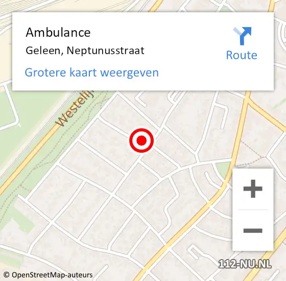 Locatie op kaart van de 112 melding: Ambulance Geleen, Neptunusstraat op 15 april 2014 12:58