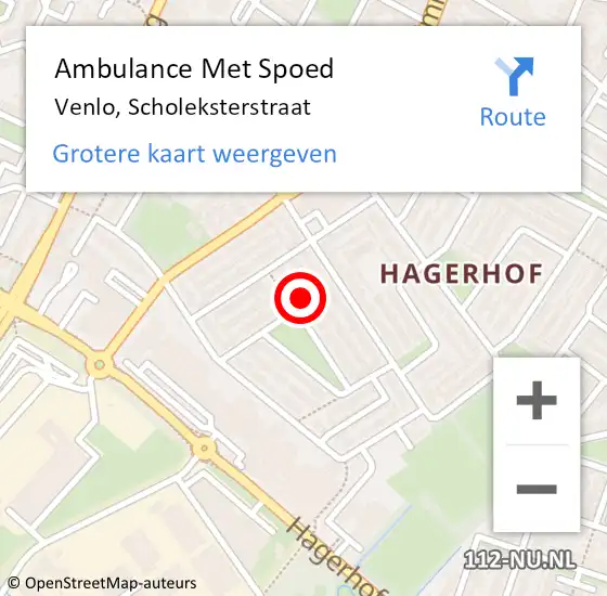 Locatie op kaart van de 112 melding: Ambulance Met Spoed Naar Venlo, Scholeksterstraat op 28 september 2013 20:30