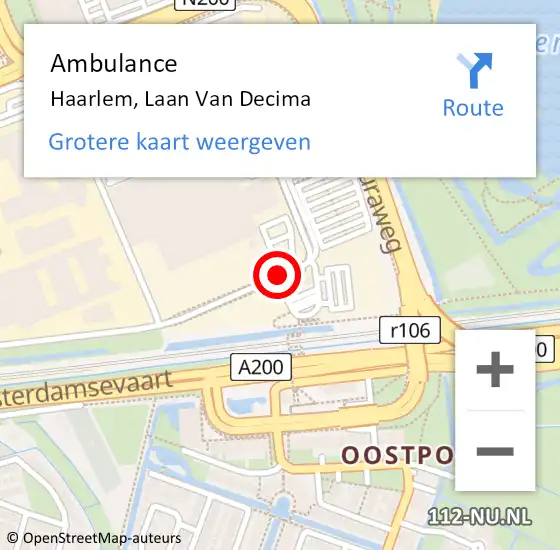 Locatie op kaart van de 112 melding: Ambulance Haarlem, Laan Van Decima op 1 oktober 2019 14:50