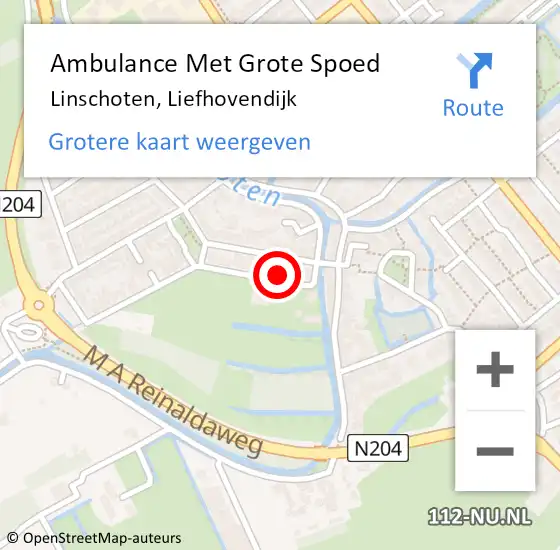 Locatie op kaart van de 112 melding: Ambulance Met Grote Spoed Naar Linschoten, Liefhovendijk op 15 april 2014 13:06