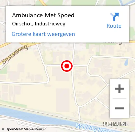 Locatie op kaart van de 112 melding: Ambulance Met Spoed Naar Oirschot, Industrieweg op 1 oktober 2019 15:54