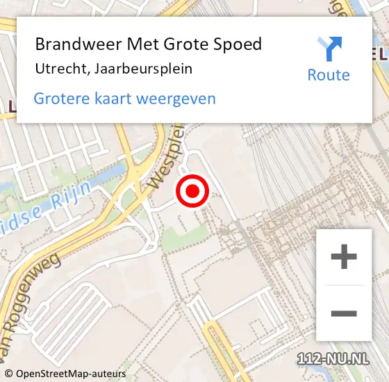 Locatie op kaart van de 112 melding: Brandweer Met Grote Spoed Naar Utrecht, Jaarbeursplein op 1 oktober 2019 16:04