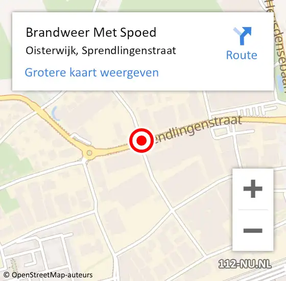Locatie op kaart van de 112 melding: Brandweer Met Spoed Naar Oisterwijk, Sprendlingenstraat op 1 oktober 2019 16:09