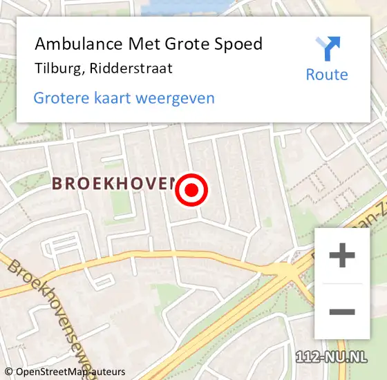 Locatie op kaart van de 112 melding: Ambulance Met Grote Spoed Naar Tilburg, Ridderstraat op 1 oktober 2019 16:24