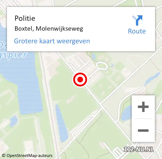 Locatie op kaart van de 112 melding: Politie Boxtel, Molenwijkseweg op 1 oktober 2019 16:35