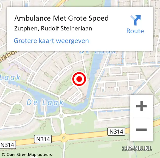 Locatie op kaart van de 112 melding: Ambulance Met Grote Spoed Naar Zutphen, Rudolf Steinerlaan op 1 oktober 2019 16:37