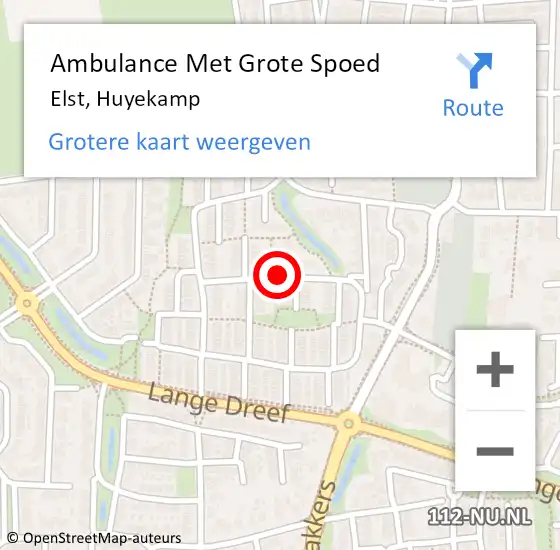 Locatie op kaart van de 112 melding: Ambulance Met Grote Spoed Naar Elst, Huyekamp op 1 oktober 2019 16:54