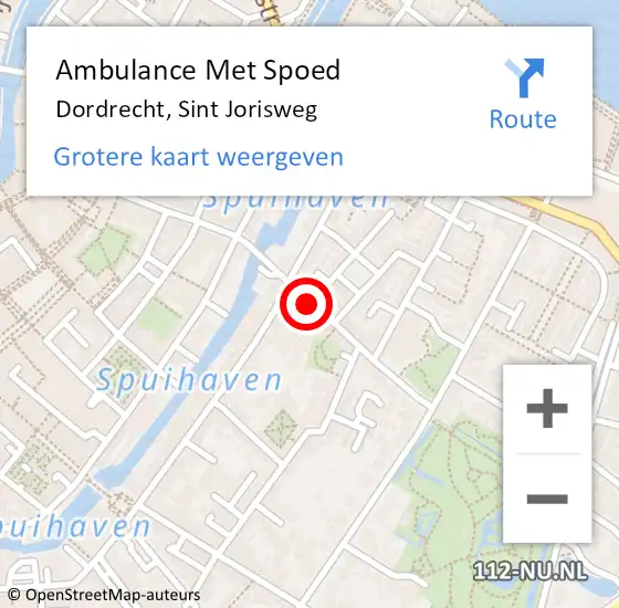 Locatie op kaart van de 112 melding: Ambulance Met Spoed Naar Dordrecht, Sint Jorisweg op 1 oktober 2019 17:09