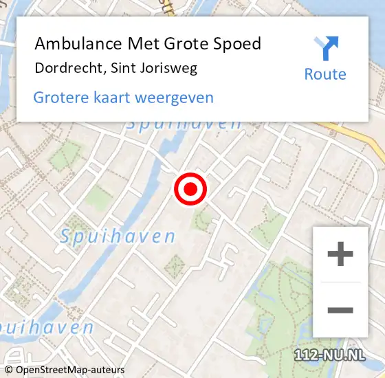 Locatie op kaart van de 112 melding: Ambulance Met Grote Spoed Naar Dordrecht, Sint Jorisweg op 1 oktober 2019 17:13