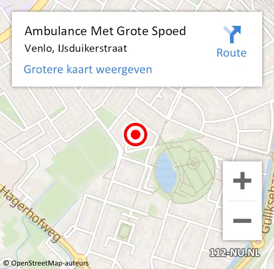 Locatie op kaart van de 112 melding: Ambulance Met Grote Spoed Naar Venlo, IJsduikerstraat op 15 april 2014 13:19