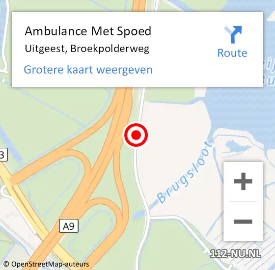 Locatie op kaart van de 112 melding: Ambulance Met Spoed Naar Uitgeest, Broekpolderweg op 1 oktober 2019 17:46