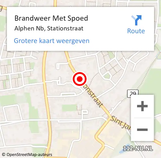 Locatie op kaart van de 112 melding: Brandweer Met Spoed Naar Alphen Nb, Stationstraat op 1 oktober 2019 17:47