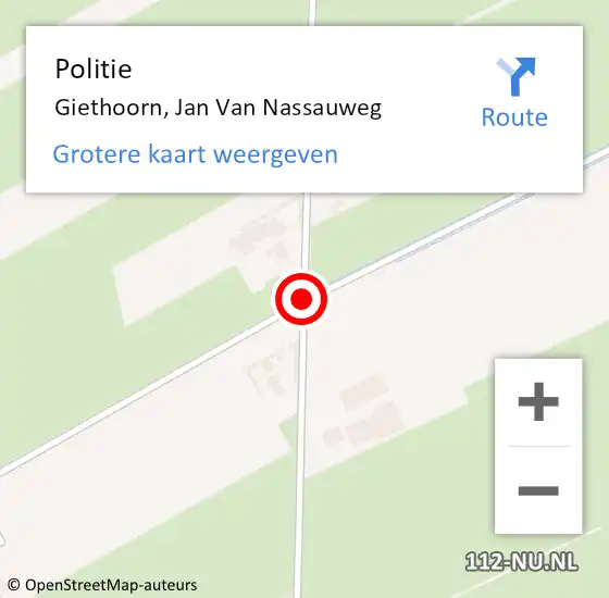 Locatie op kaart van de 112 melding: Politie Giethoorn, Jan Van Nassauweg op 1 oktober 2019 18:12