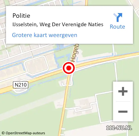 Locatie op kaart van de 112 melding: Politie IJsselstein, Weg Der Verenigde Naties op 1 oktober 2019 18:35