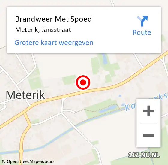 Locatie op kaart van de 112 melding: Brandweer Met Spoed Naar Meterik, Jansstraat op 1 oktober 2019 19:32