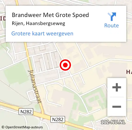 Locatie op kaart van de 112 melding: Brandweer Met Grote Spoed Naar Rijen, Haansbergseweg op 1 oktober 2019 20:32