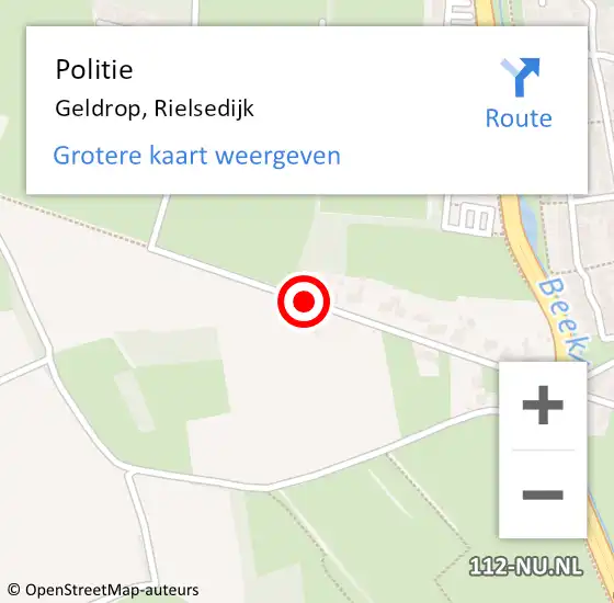 Locatie op kaart van de 112 melding: Politie Geldrop, Rielsedijk op 1 oktober 2019 21:32