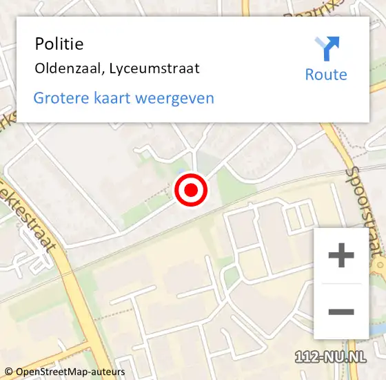 Locatie op kaart van de 112 melding: Politie Oldenzaal, Lyceumstraat op 1 oktober 2019 22:14