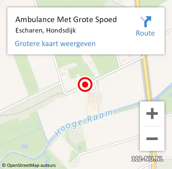 Locatie op kaart van de 112 melding: Ambulance Met Grote Spoed Naar Escharen, Hondsdijk op 1 oktober 2019 22:58