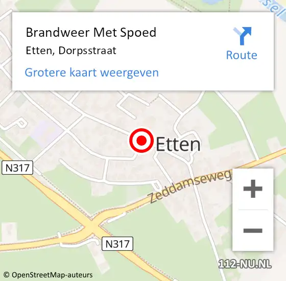 Locatie op kaart van de 112 melding: Brandweer Met Spoed Naar Etten, Dorpsstraat op 1 oktober 2019 23:41