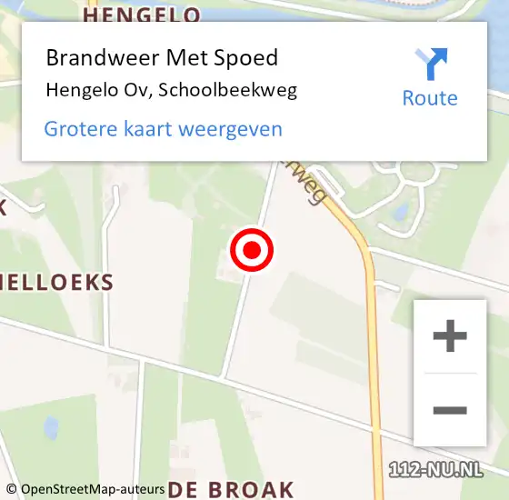 Locatie op kaart van de 112 melding: Brandweer Met Spoed Naar Hengelo Ov, Schoolbeekweg op 1 oktober 2019 23:41