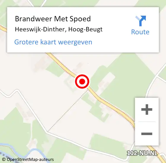 Locatie op kaart van de 112 melding: Brandweer Met Spoed Naar Heeswijk-Dinther, Hoog-Beugt op 2 oktober 2019 00:17