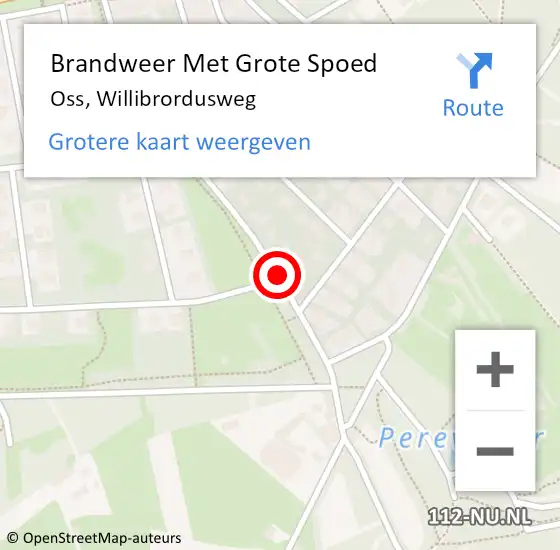 Locatie op kaart van de 112 melding: Brandweer Met Grote Spoed Naar Oss, Willibrordusweg op 2 oktober 2019 04:53