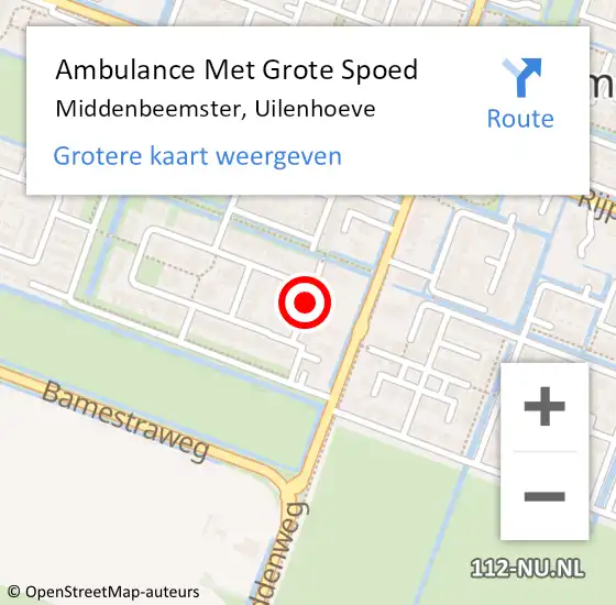 Locatie op kaart van de 112 melding: Ambulance Met Grote Spoed Naar Middenbeemster, Uilenhoeve op 2 oktober 2019 05:44