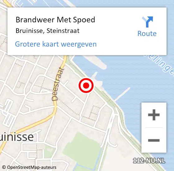 Locatie op kaart van de 112 melding: Brandweer Met Spoed Naar Bruinisse, Steinstraat op 2 oktober 2019 06:14