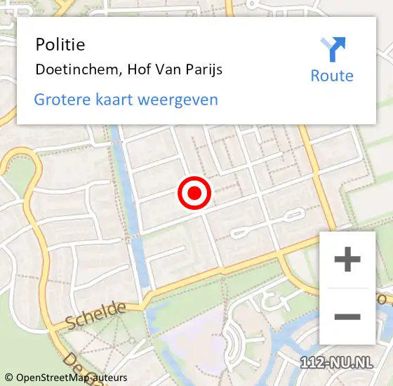 Locatie op kaart van de 112 melding: Politie Doetinchem, Hof Van Parijs op 2 oktober 2019 07:07