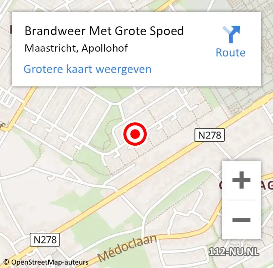 Locatie op kaart van de 112 melding: Brandweer Met Grote Spoed Naar Maastricht, Apollohof op 2 oktober 2019 07:52