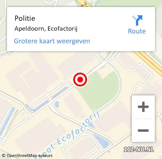 Locatie op kaart van de 112 melding: Politie Apeldoorn, Ecofactorij op 2 oktober 2019 08:17