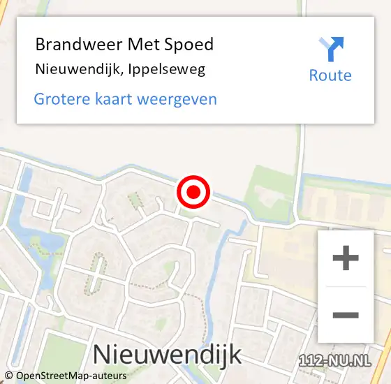 Locatie op kaart van de 112 melding: Brandweer Met Spoed Naar Nieuwendijk, Ippelseweg op 2 oktober 2019 08:23