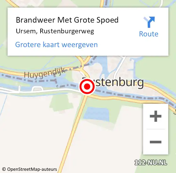 Locatie op kaart van de 112 melding: Brandweer Met Grote Spoed Naar Ursem, Rustenburgerweg op 2 oktober 2019 11:20