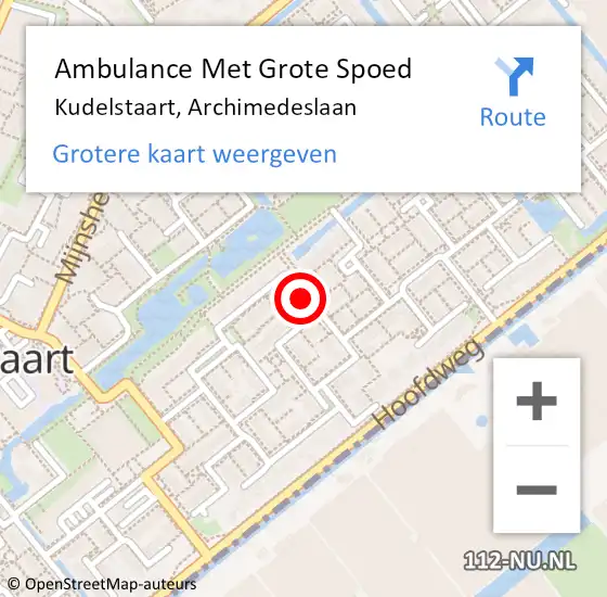 Locatie op kaart van de 112 melding: Ambulance Met Grote Spoed Naar Kudelstaart, Archimedeslaan op 2 oktober 2019 11:43