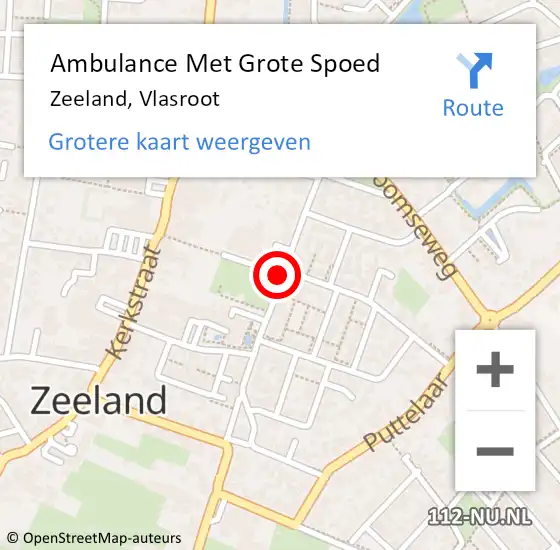 Locatie op kaart van de 112 melding: Ambulance Met Grote Spoed Naar Zeeland, Vlasroot op 2 oktober 2019 12:27