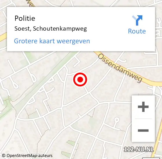 Locatie op kaart van de 112 melding: Politie Soest, Schoutenkampweg op 2 oktober 2019 13:06