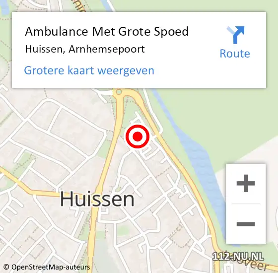 Locatie op kaart van de 112 melding: Ambulance Met Grote Spoed Naar Huissen, Arnhemsepoort op 2 oktober 2019 13:52