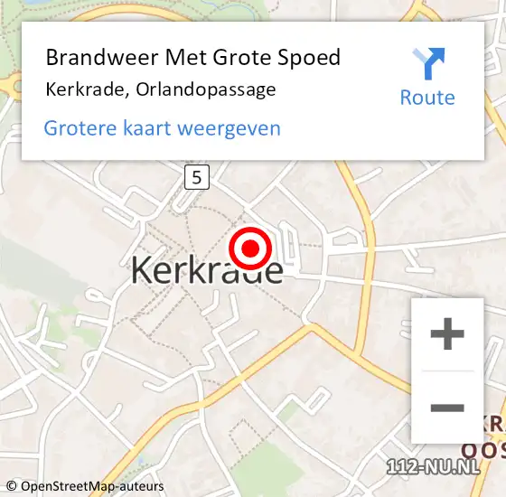 Locatie op kaart van de 112 melding: Brandweer Met Grote Spoed Naar Kerkrade, Orlandopassage op 2 oktober 2019 13:58