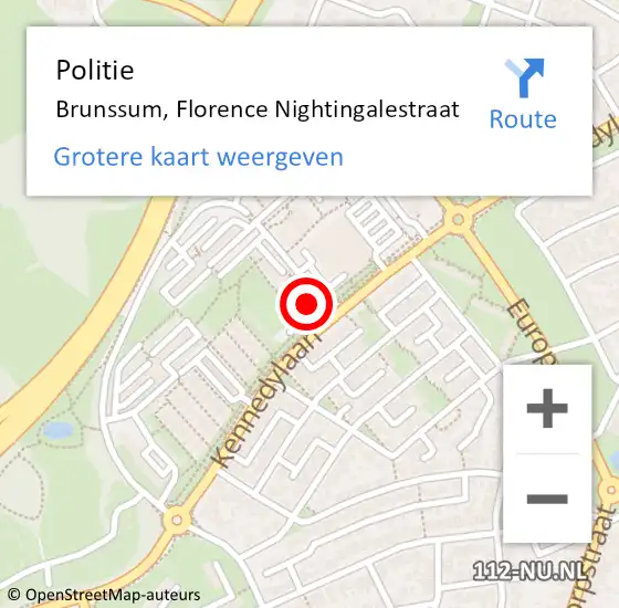 Locatie op kaart van de 112 melding: Politie Brunssum, Florence Nightingalestraat op 2 oktober 2019 15:34