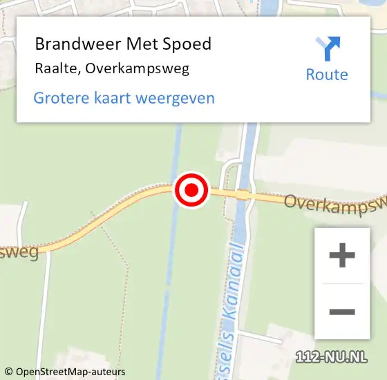 Locatie op kaart van de 112 melding: Brandweer Met Spoed Naar Raalte, Overkampsweg op 2 oktober 2019 16:38