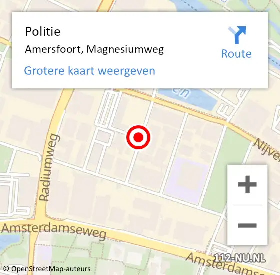 Locatie op kaart van de 112 melding: Politie Amersfoort, Magnesiumweg op 2 oktober 2019 17:02