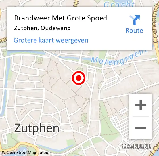 Locatie op kaart van de 112 melding: Brandweer Met Grote Spoed Naar Zutphen, Oudewand op 2 oktober 2019 17:17