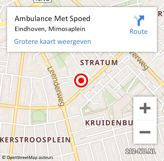 Locatie op kaart van de 112 melding: Ambulance Met Spoed Naar Eindhoven, Mimosaplein op 2 oktober 2019 18:30